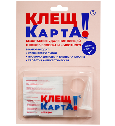 Клещкарта – санитарно-гигиеническое средство для удаления клещей
