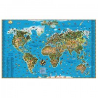 Карта настенная для детей "Мир", размер 116х79 см, ламинированная, тубус, 450