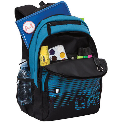 Рюкзак GRIZZLY молодежный, анатомическая спинка, карман для ноутбука, синий, 45х32х23 см, RU-130-1/2