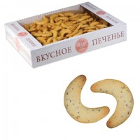 Печенье БИСКОТТИ (Россия) "Маковые рогалики", сдобное, 1,5 кг, весовое, гофрокороб