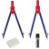 Готовальня ПИФАГОР, 4 предмета: циркуль 110 мм, измеритель, грифель, стирательная резинка, пенал с подвесом, 210238