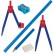 Готовальня ПИФАГОР, 6 предметов: циркуль 110 мм, измеритель, 2 карандаша, стирательная резинка, точилка, пенал с подвесом, 210239