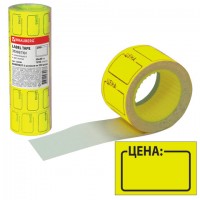 Этикет-лента "Цена", 30х20 мм, желтая, комплект 5 рулонов по 250 шт., BRAUBERG, 123588