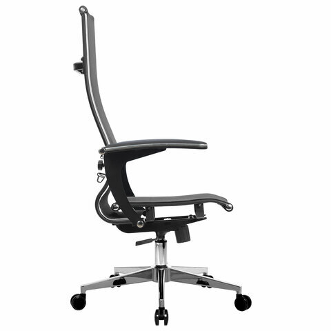 Кресло офисное МЕТТА "К-7-Т" хром, прочная сетка, сиденье и спинка регулируемые, черное