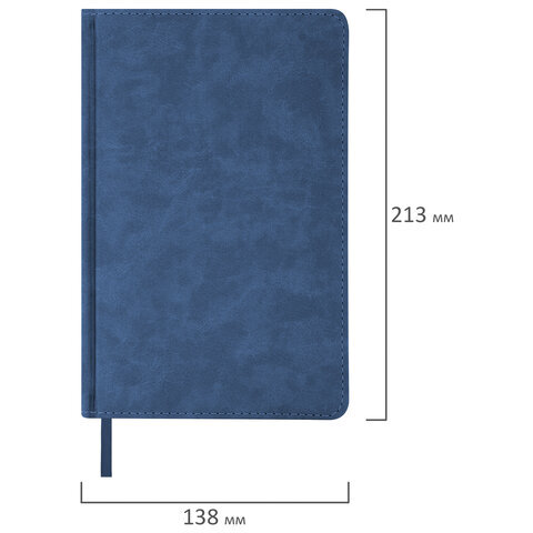 Ежедневник недатированный А5 138х213 мм BRAUBERG "Status", под кожу, 160 л., темно-синий, 113362