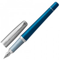 Ручка перьевая PARKER "Urban Premium Dark Blue CT", корпус темно-синий, хромированные детали, синяя, 1931563