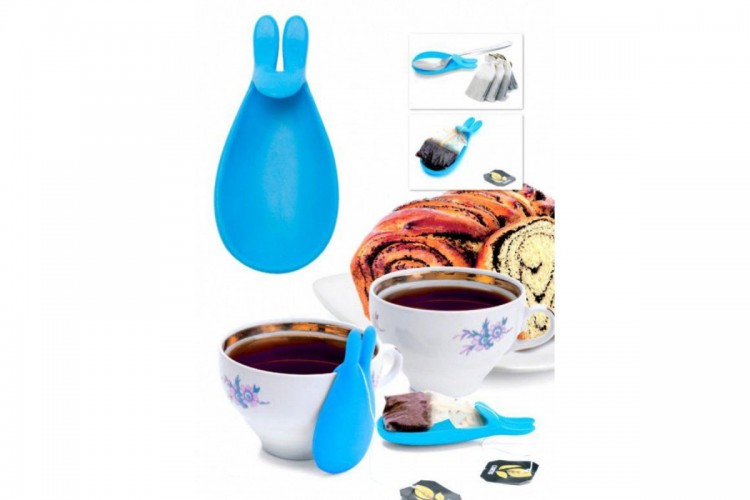Держатель чайных пакетиков и ложки «КРОЛИК», голубой Bradex (TK 0233)