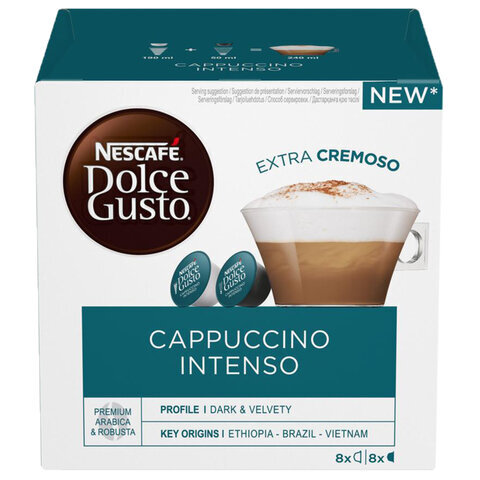 Кофе в капсулах NESCAFE Cappuccino Intenso для кофемашин Dolce Gusto, 16 шт. х 12 г, 12385105