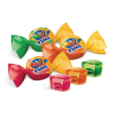 Конфеты желейные TIMI "Mix" со вкусами яблока, апельсина и малины, 1000 г, пакет, 15880