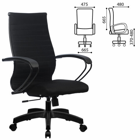 Кресло офисное МЕТТА "К-19" пластик, ткань-сетка, сиденье и спинка мягкие, черное