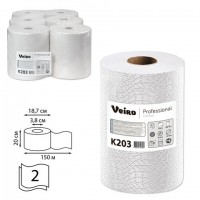 Полотенца бумажные рулонные VEIRO Professional (Система H1), КОМПЛЕКТ 6 шт., Comfort, 150 м, 2-слойные, белые, K203