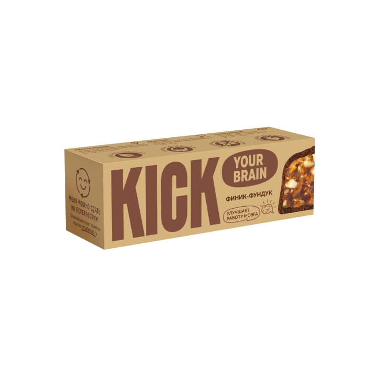 Батончик "KICK" финик-фундук в шоколаде 45г