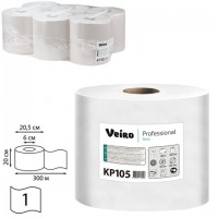 Полотенца бумажные с центральной вытяжкой VEIRO Professional (Система M2), КОМПЛЕКТ 6 шт., Basic, 300 м, белые, KP105