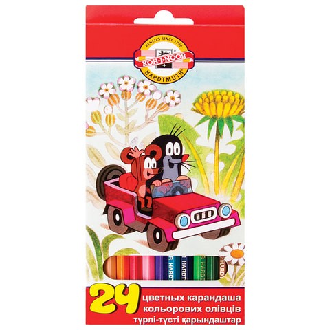 Карандаши цветные KOH-I-NOOR "Крот", 24 цвета, грифель 3,2 мм, заточенные, европодвес, 3654024026KSRU