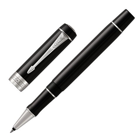 Ручка-роллер PARKER "Duofold Classic Black CT", корпус черный, палладиевые детали, черная, 1931389