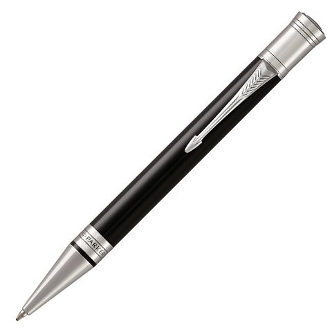 Ручка шариковая PARKER "Duofold Classic Black CT", корпус черный, детали палладий, черная, 1931390