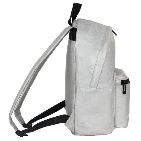 Рюкзак BRAUBERG MIRACLE крафтовый с водонепроницаемым покрытием, серебристый, 34х26х11 см, 229891