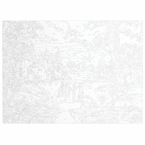 Картина по номерам А3, ОСТРОВ СОКРОВИЩ "Водопад", акрил.краски, картон, 2 кисти, 663243