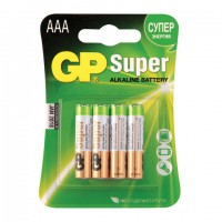 Батарейки GP Super, AAA (LR03, 24 А), алкалиновые, комплект 4 шт., в блистере