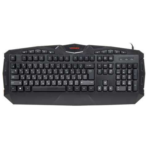 Клавиатура проводная игровая SONNEN Q9M, USB, 114 клавиш, 3 цвета подсветки, черная, 513511