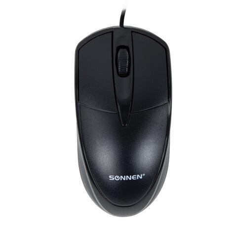 Мышь проводная SONNEN  B61, USB, 1600 dpi, 2 кнопки + колесо-кнопка, оптическая, черная,513513