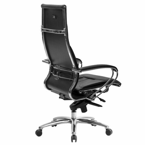 Кресло офисное МЕТТА "SAMURAI" Lux, кожа, регулируемое сиденье, черное