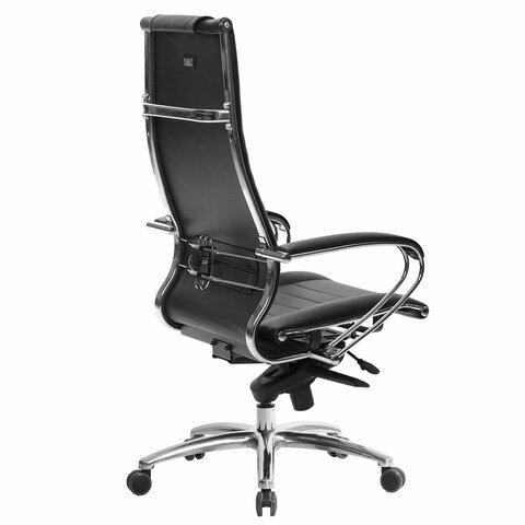 Кресло офисное МЕТТА "SAMURAI" Lux 2, кожа, регулируемое сиденье, черное