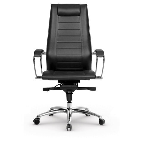 Кресло офисное МЕТТА "SAMURAI" Lux 2, кожа, регулируемое сиденье, черное