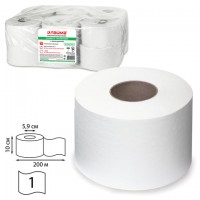 Бумага туалетная ЛАЙМА КЛАССИК (Система T2) 1-слойная 12 рулонов по 200 метров, цвет белый, 126093