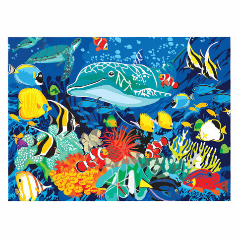 Картина по номерам А3, ОСТРОВ СОКРОВИЩ "В глубине океана", акрил.краски, картон, 2 кисти, 663252