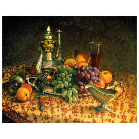 Картина по номерам 40*50 см, ОСТРОВ СОКРОВИЩ "Натюрморт с виноградом", на подрамнике, акрил, кисти, 662896