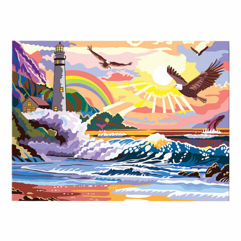 Картина по номерам А3, ОСТРОВ СОКРОВИЩ "Морской пейзаж", акрил.краски, картон, 2 кисти, 663255