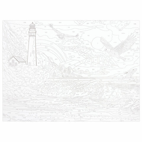 Картина по номерам А3, ОСТРОВ СОКРОВИЩ "Морской пейзаж", акрил.краски, картон, 2 кисти, 663255