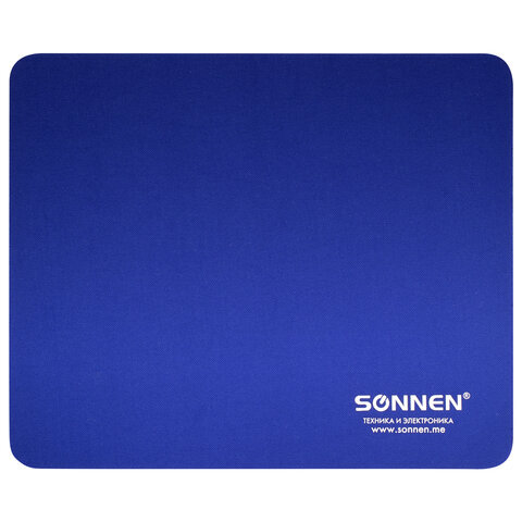 Коврик для мыши SONNEN "BLUE", резина + ткань, 220х180х3 мм, 513308