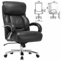 Кресло офисное BRABIX PREMIUM "Pride HD-100", НАГРУЗКА до 250 кг, натуральная кожа, черное, 531940