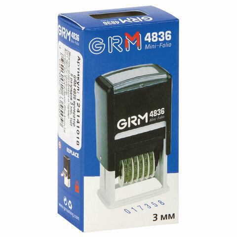 Нумератор 6-разрядный, оттиск 15х3 мм синий, GRM 4836, 124141018