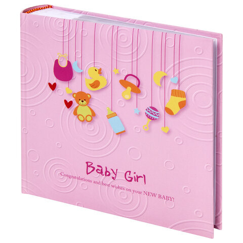 Фотоальбом BRAUBERG "Baby Girl" на 200 фото 10х15 см, твердая обложка, бумажные страницы, бокс, розовый, 391143