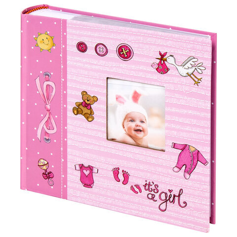 Фотоальбом BRAUBERG "It's a girl" на 200 фото 10х15 см, твердая обложка, бумажные страницы, бокс, розовый, 391145