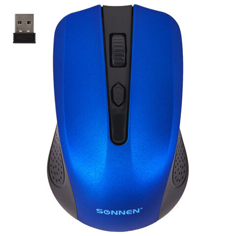 Мышь беспроводная SONNEN V99, USB, 800/1200/1600 dpi, 4 кнопки, оптическая, синяя,код, 513530