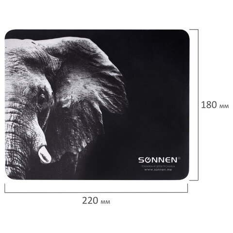 Коврик для мыши SONNEN "ELEPHANT", резина + ткань, 220х180х3 мм, 513312