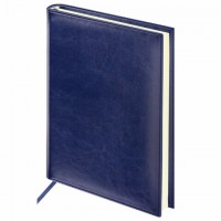 Ежедневник недатированный А5 (138х213 мм) BRAUBERG "Imperial", под гладкую кожу, 160 л., кремовый блок, темно-синий, 123413