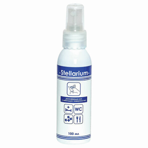 Антисептик для рук и поверхностей спиртосодержащий (75%) с распылителем 100мл STELLARIUM (Стеллариум), дезинфицирующий, жидкость, 100-СТ