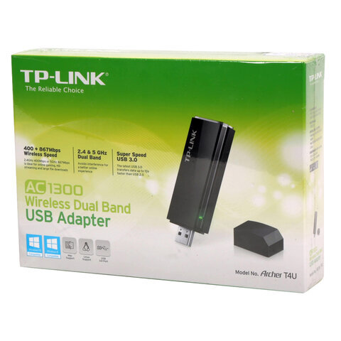 Адаптер Wi-Fi TP-LINK Archer T4U, USB 3.0, 2,4 + 5 ГГц 802.11ac, 300 + 867 Мбит, ARCHER T4U