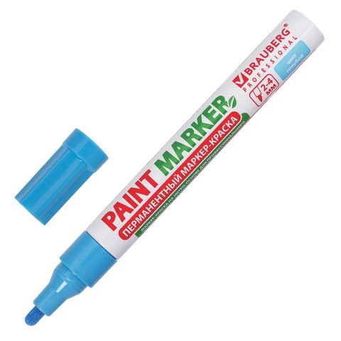 Маркер-краска лаковый (paint marker) 4 мм, ГОЛУБОЙ, БЕЗ КСИЛОЛА (без запаха), алюминий, BRAUBERG PROFESSIONAL, 151435