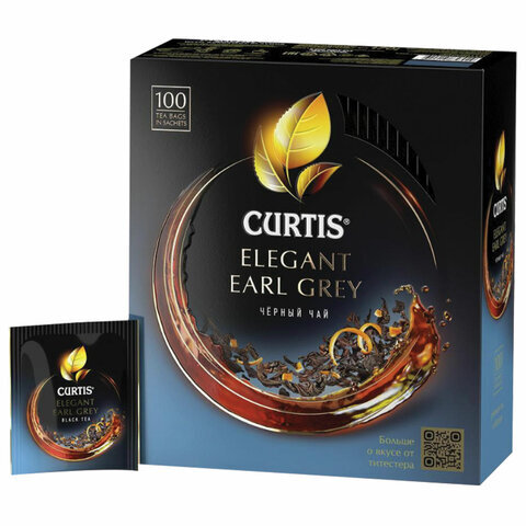 Чай CURTIS "Elegant Earl Grey" черный ароматизированный мелкий лист 100 сашетов, 101015