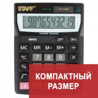 Калькулятор настольный STAFF STF-1210, КОМПАКТНЫЙ (140х105 мм), 10 разрядов, двойное питание, 250134