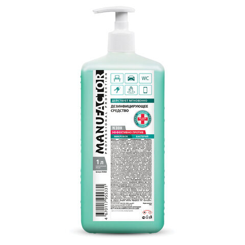 Антисептик-гель для рук спиртосодержащий (спирт 66%-70%) с дозатором 1л MANUFACTOR, дезинфицирующий, N30830