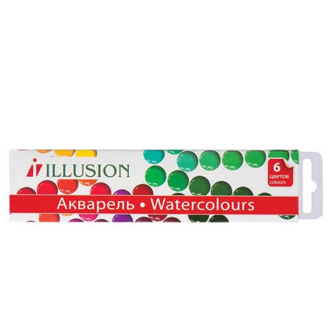 Краски акварельные ГАММА "Illusion", 6 цветов, медовые, без кисти, картонная коробка, 212085,10-1006