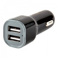 Зарядное устройство автомобильное RED LINE AC-1A, кабель microUSB 1 м, 2 порта USB, выходной ток 1 А, черное, УТ000012246