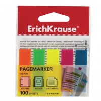 Закладки клейкие ERICH KRAUSE "Neon", 44х12 мм, 5 цветов х 20 листов, в пластиковой книжке, 31177